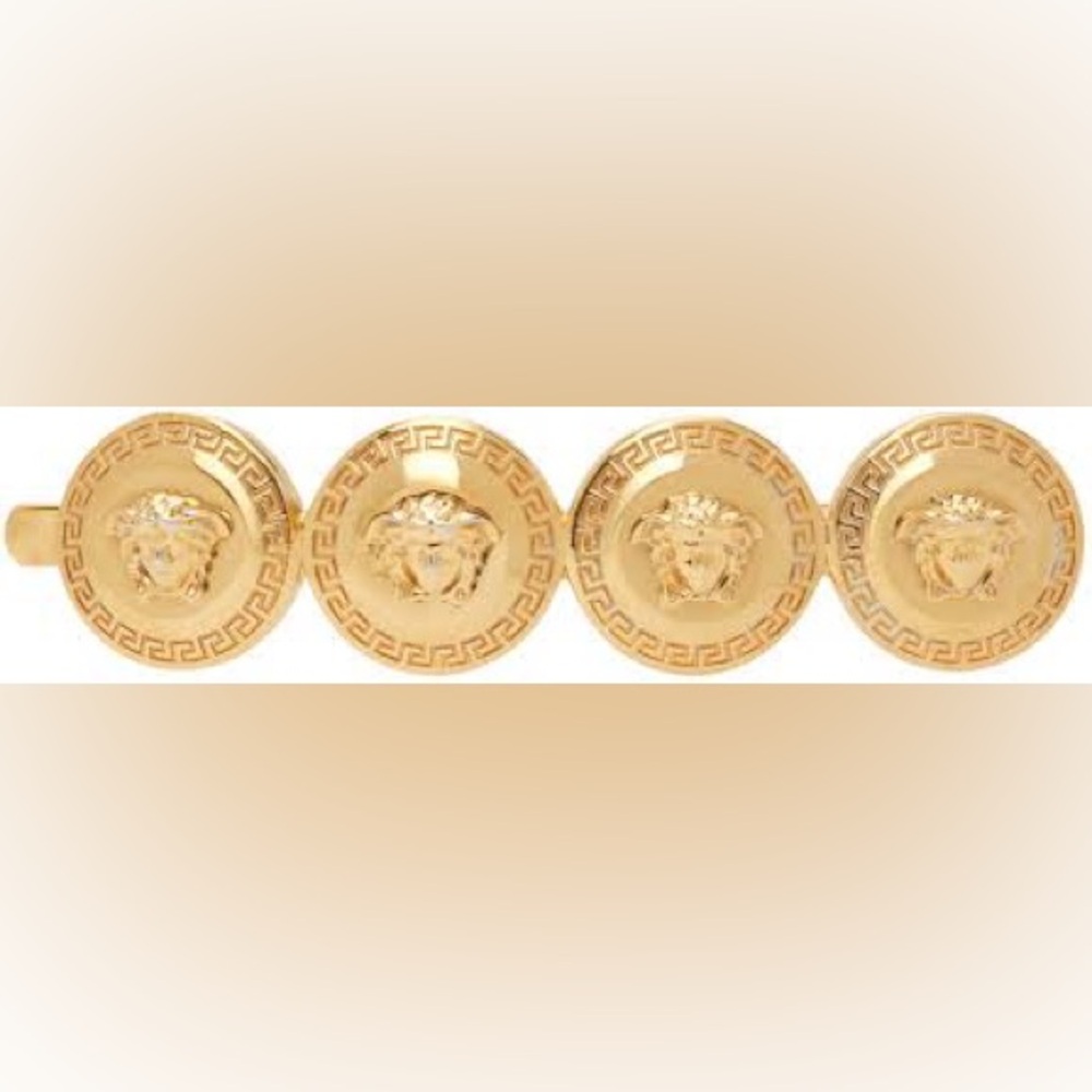 NWT Versace Gold Medusa Button Hair Clip